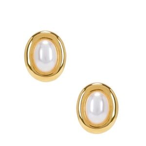 Heaven Mayhem | Gold and Pearl Oval Earrings
